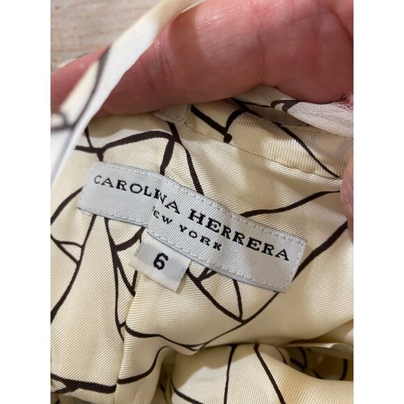 Carolina Herrera Women's Cream/Black Layered 100% Silk Dress - 6 - Picture 5 of 17